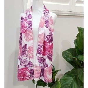 New ROBY FOULARDS Floral Pink Burst Oblong Scarf